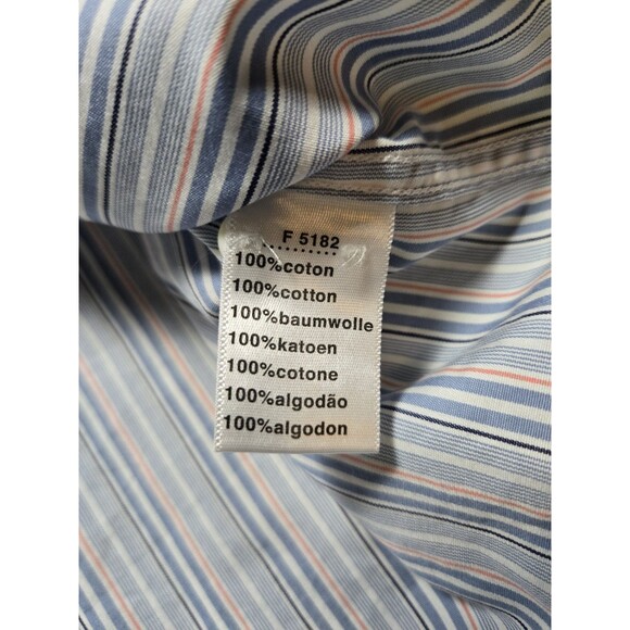 Lacoste Stripe Dress Shirt Button Up White Collar (Men's 42) - Picture 5 of 11